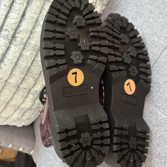 Sincerely Jules Harley Maroon Patent Leather Combat Lace Up Zip Boots Sz 7 - Picture 5 of 6